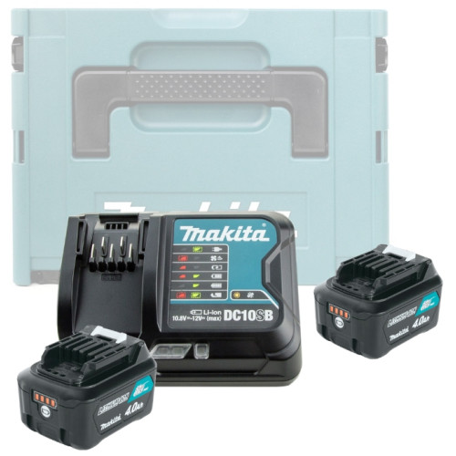 Набор CXT 12В аккумуляторы 2 х BL1041B 4.0Ач, зарядное DC10SB и Makpac 1 Makita (197641-2)