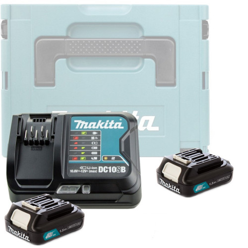 Набор CXT 10.8/12В аккумулятор 2 х BL1016B 1.5Ач, зарядное DC10SB и Makpac 1 Makita PSK MKP1SY122 (197652-7)