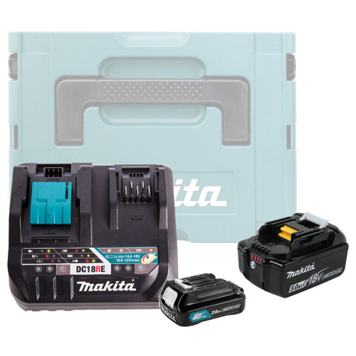 Набор CXT/LXT 18В аккумулятор BL1850B 5.0Ач, 12В BL1021B 2.0Ач и зарядное DC18RE Makita (199024-2)