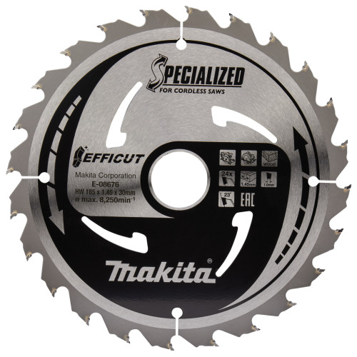 Пильный диск для дерева, 185x30x1.45, 24T, 23G, EFFICUT Makita E-08676