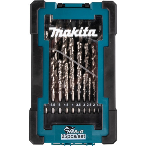 Набор сверл по металлу HSS-G 25 шт. (1-13 мм,  шаг 0.5 мм) Makita D-67555