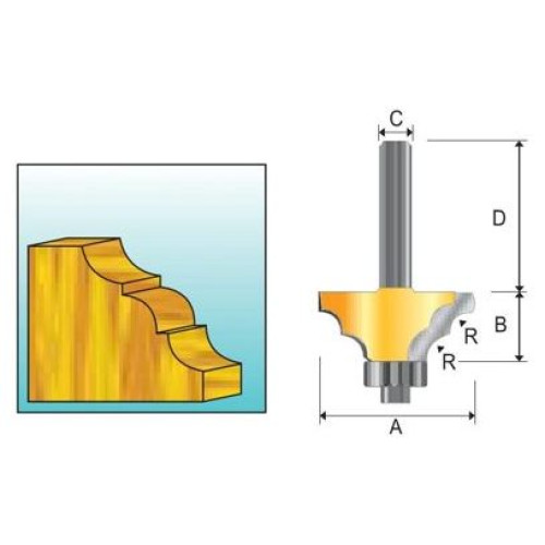 Фреза кромочная классическая S-образная 25.4x12.7x8x32 мм Makita D-11601