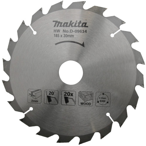 Диск пильный для дерева, 185х2.0х30/16/20 мм, 20T, 20G, Standart Makita D-09634