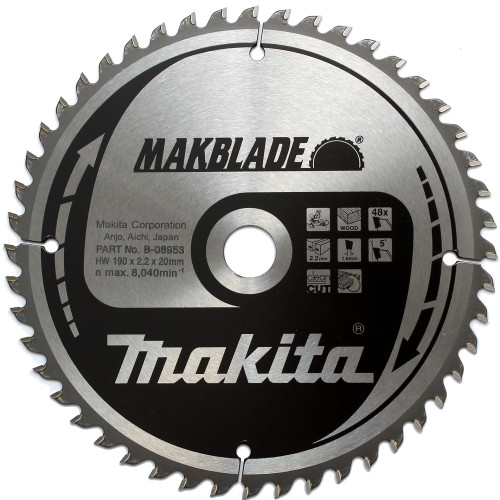 Диск пильный для дерева Makblade, HW, 190х2.2х20 мм, 48T, 5G, ATB Makita B-35271