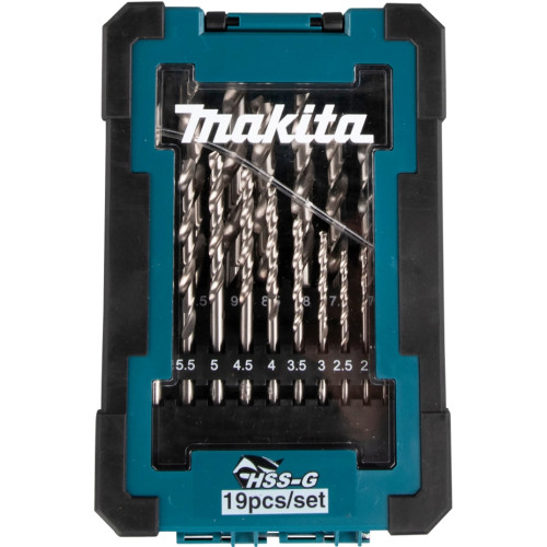 Набор сверл по металлу HSS-G, 19 шт. (1-10 мм,  шаг 0.5 мм) Makita D-67549