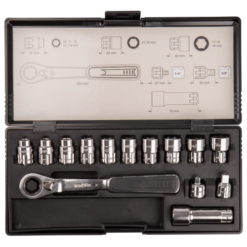 Набор ключей и проходных головок 14 предметов Makita B-65595