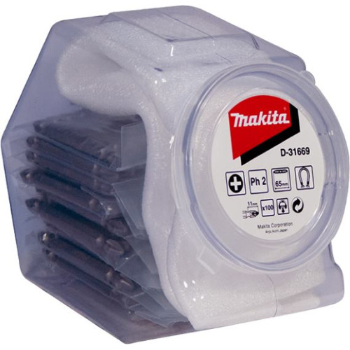 Насадка двусторонняя PH2, 65 мм, E-form (MZ), 100 шт., банка Makita D-31669