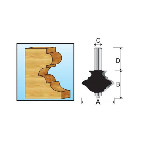 Фреза кромочная фигурная классическая многопрофильная 102.6x57.15x47.6 мм Makita D-48876