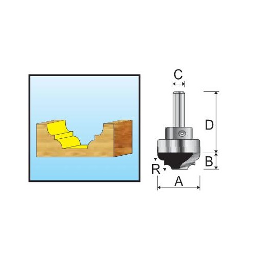 Фреза галтельная пазовая с хвостовым подшипником 6.35х6 мм Makita D-68096