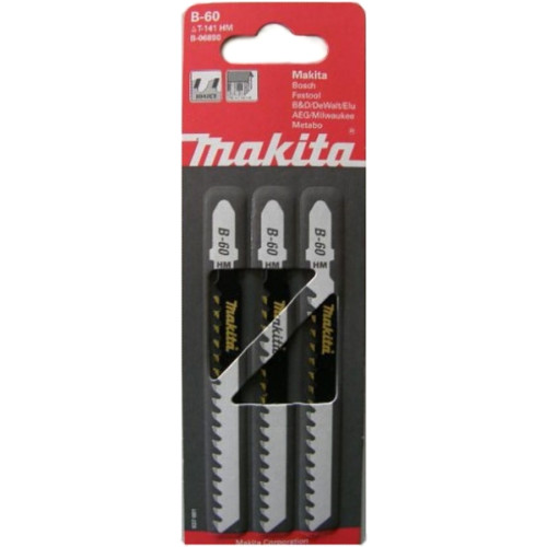 Лобзиковая пилка для цементно-волокнистых плит, 51 мм, ТС/НМ, 6TPI, T141HM, В-60, 3 шт Makita B-06890