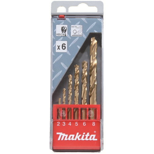Набор свёрл по металлу HSS-TIN, (2-8 мм) 6 шт Makita D-43555