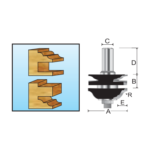 Фреза рамочная комбинированная Римская S-образная, 41х23.8x8x38x9.5, 2T Makita D-11966