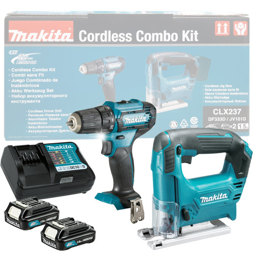 Набор аккумуляторного инструмента Makita CLX237 (JV101D, DF333D, 2xBL1016, DC10WD)