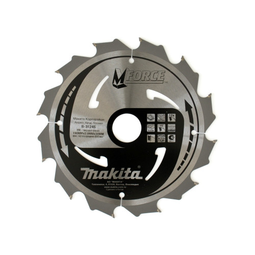 Пильный диск для дерева M-FORCE,190x30/20/15.88x1.2x12T, Makita, B-31245